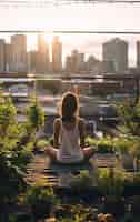 Foto gratuita mujer en plena sesión haciendo yoga