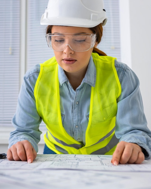 Foto gratuita mujer que trabaja como ingeniero