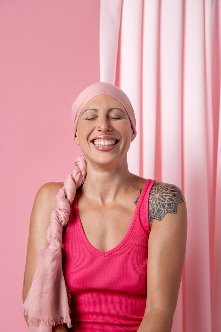 Foto gratuito mujer recuperándose después del cáncer de mama