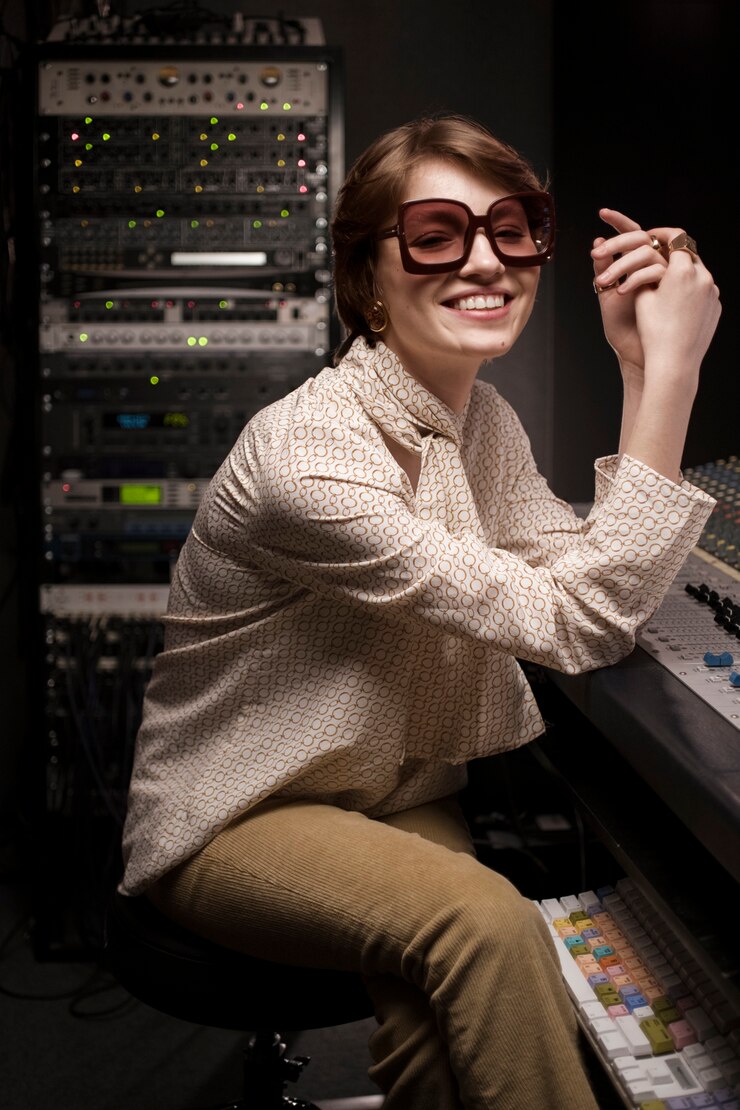 Foto gratuito mujer sonriente de tiro medio con gafas