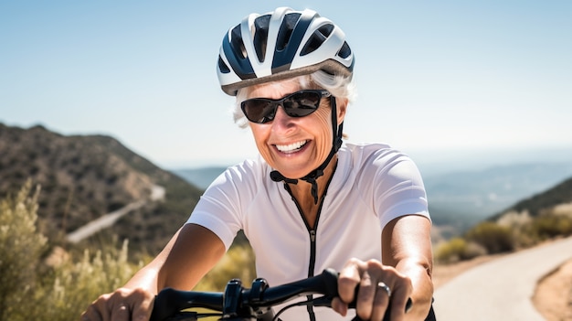 Foto gratuita mujer de tiro medio andando en bicicleta al aire libre