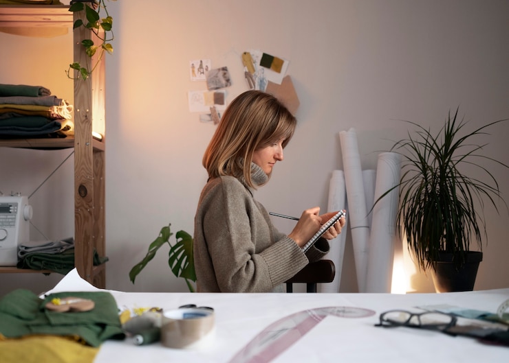 Foto gratuito mujer de tiro medio creando tablero de visión