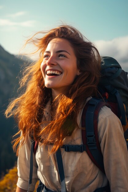 Mujer de tiro medio divirtiéndose al aire libre