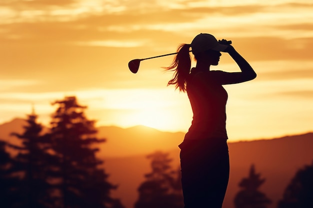 Foto gratuita mujer de tiro medio jugando al golf en la naturaleza