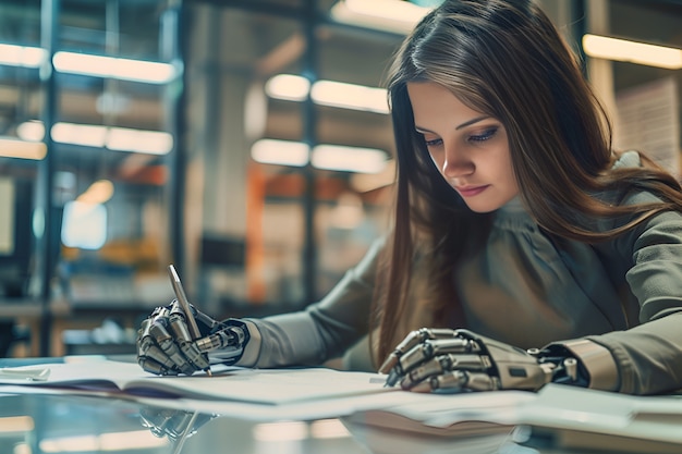 Foto gratuita mujer de tiro medio con prótesis que funciona