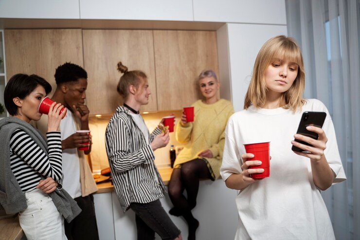 Foto gratuito mujer de tiro medio sosteniendo smartphone