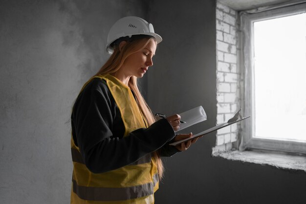 Mujer de tiro medio trabajando como ingeniera