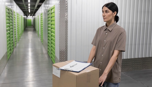 Mujer de tiro medio trabajando