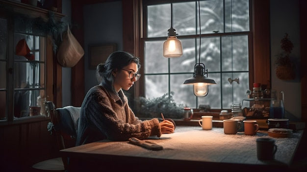 Foto gratuita mujer trabajando en la oficina en casa