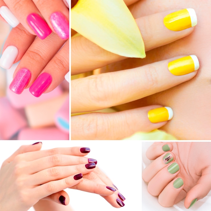 Foto gratuito mujeres con arte de uñas creativo.