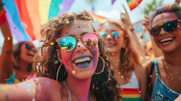 Foto gratuita mujeres celebrando el día del orgullo