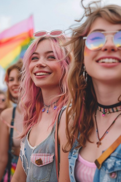 Foto gratuita mujeres celebrando el día del orgullo