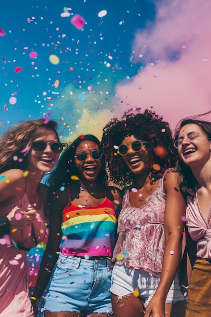 Foto gratuita mujeres celebrando el día del orgullo