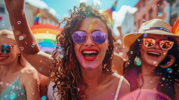 Foto gratuita mujeres celebrando el día del orgullo