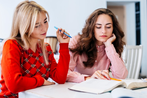 Mujeres jóvenes estudiando juntas