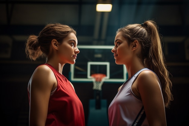 Foto gratuita mujeres preparándose para el partido de baloncesto