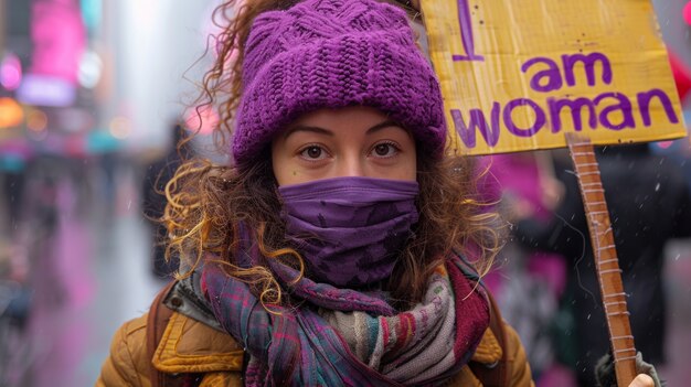 Mujeres protestando por sus derechos en el día de la mujer