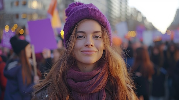 Mujeres protestando por sus derechos en el día de la mujer