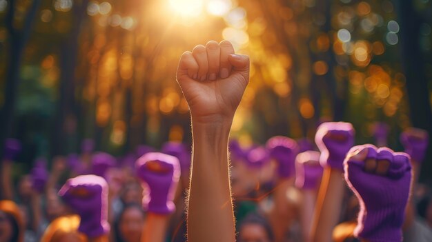 Mujeres protestando por sus derechos en el día de la mujer