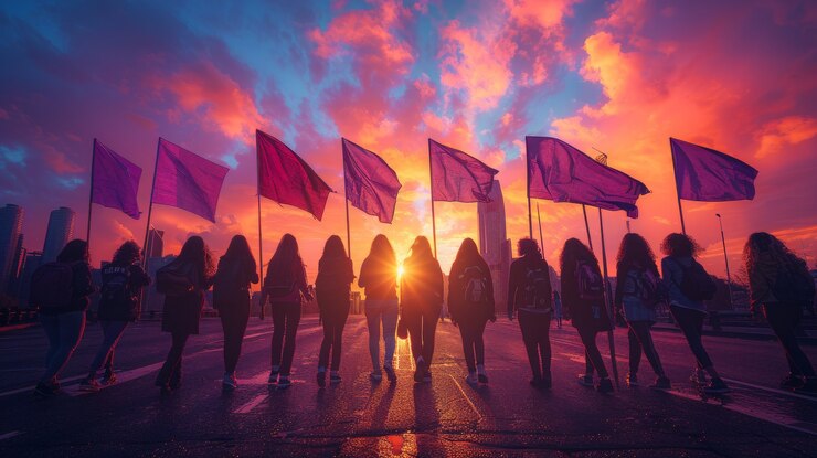 Foto gratuito mujeres protestando por sus derechos en el día de la mujer