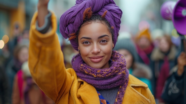 Mujeres protestando por sus derechos en el día de la mujer