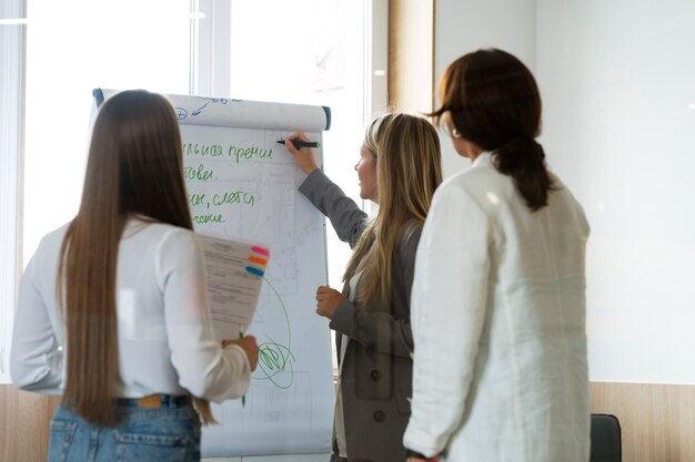 Mujeres trabajando juntas plano medio