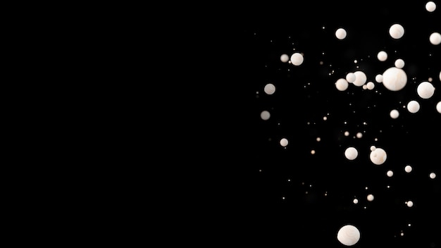 Múltiples bolas de acrílico abstractas en agua con espacio de copia