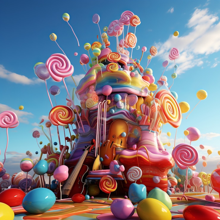 Foto gratuito mundo de cuento de hadas con deliciosos dulces.