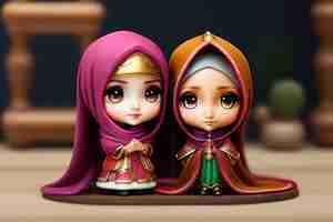 Foto gratuita una muñeca con una bufanda morada y una bufanda morada.