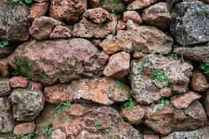 Foto gratuita muro de piedra hecho de borde de piedra en bruto en parcelas de tierra en una idea de fondo de olivar