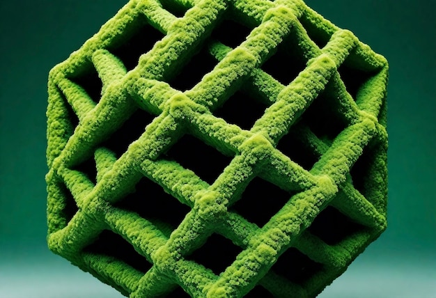 Musgo verde tridimensional en una forma abstracta