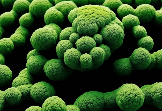Musgo verde tridimensional en una forma abstracta