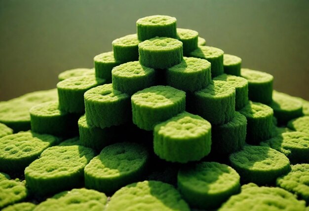 Musgo verde tridimensional en una forma abstracta