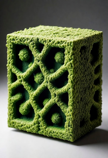 Musgo verde tridimensional en una forma abstracta