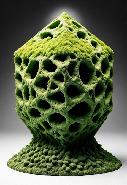 Musgo verde tridimensional en una forma abstracta