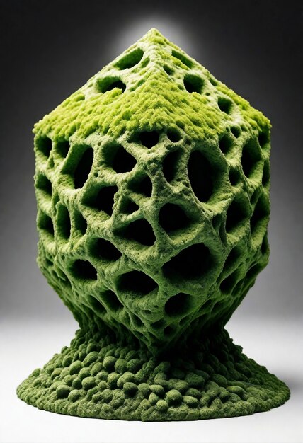 Musgo verde tridimensional en una forma abstracta