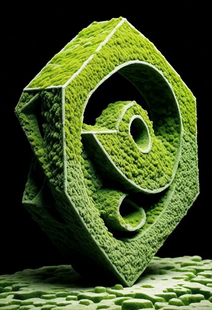 Musgo verde tridimensional en una forma abstracta