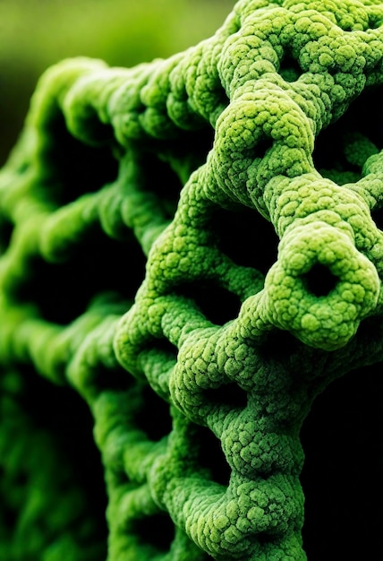 Musgo verde tridimensional en una forma abstracta