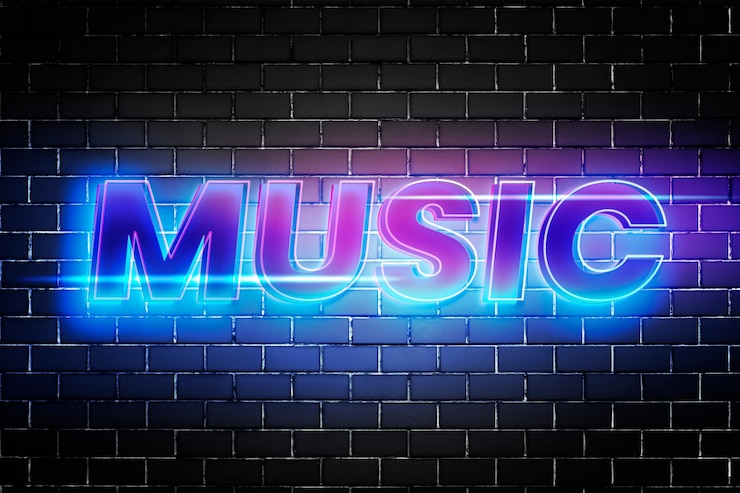 Photo Gratis music text in 3d glow