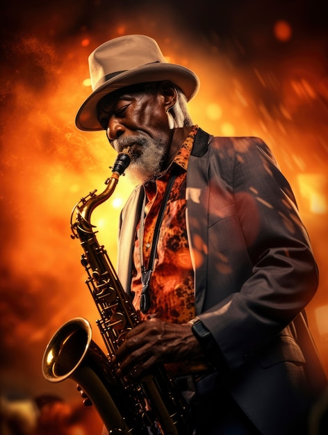 Foto gratuita músico que toca el saxofón