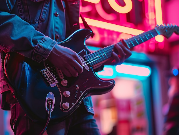 Músico tocando la guitarra eléctrica