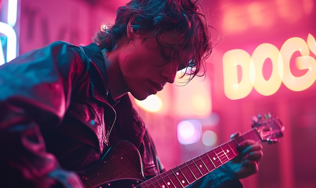 Foto gratuita músico tocando la guitarra eléctrica