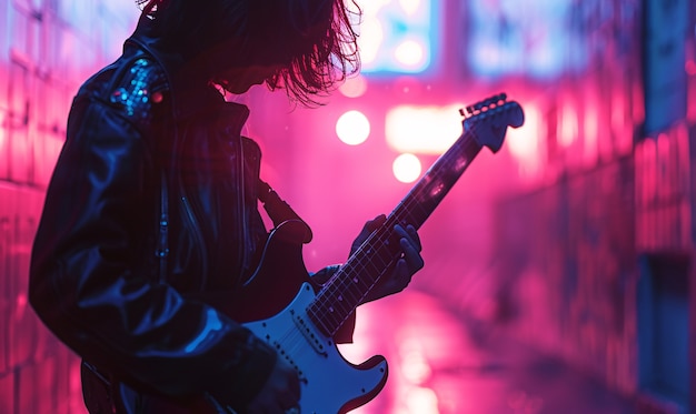 Músico tocando la guitarra eléctrica