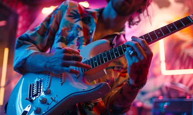 Músico tocando la guitarra eléctrica