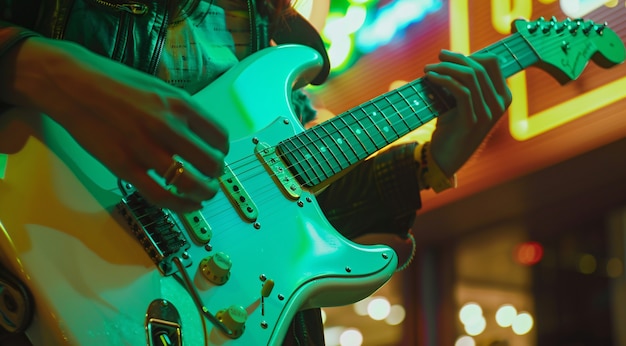 Músico tocando la guitarra eléctrica