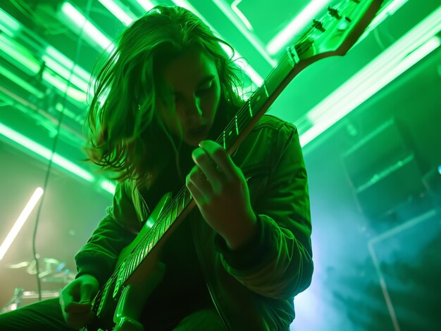 Músico tocando la guitarra eléctrica