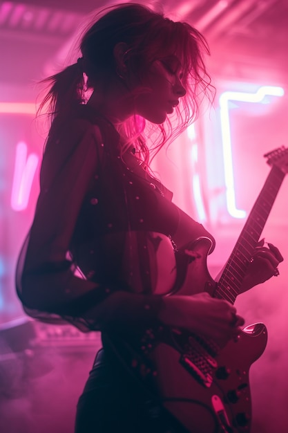 Foto gratuita músico tocando la guitarra eléctrica