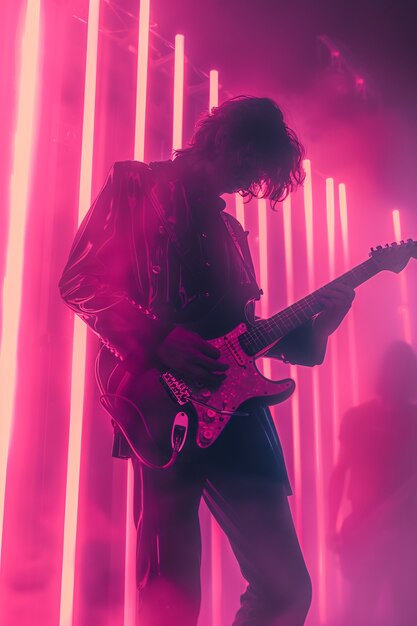 Músico tocando la guitarra eléctrica