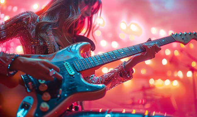 Músico tocando la guitarra eléctrica