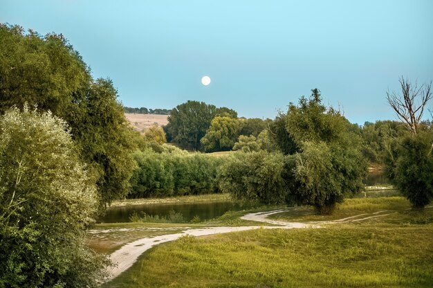 Naturaleza de moldavia, tomada desde la tierra durante la luna llena